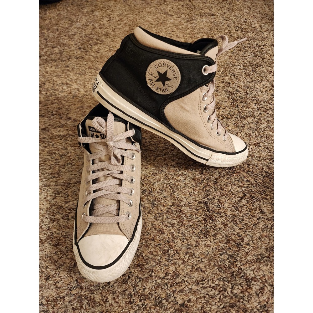 Converse High Street Mid Gray Tan Black Sneaker Men 7.5 Women 9.5